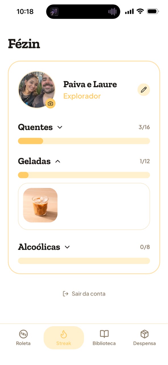 Tela da biblioteca de receitas